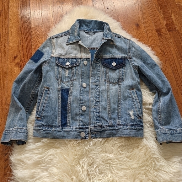Gap kids unisex distressed Jean jacket - Picture 2 of 7
